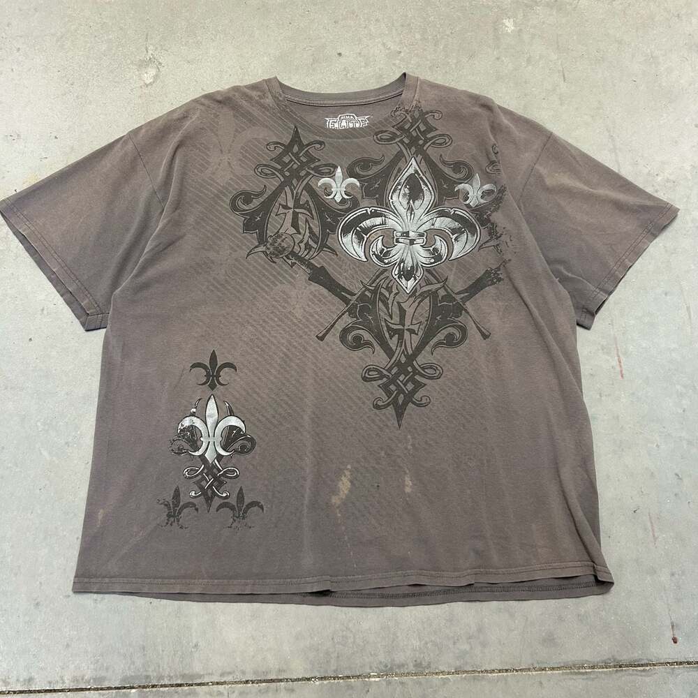 MMA Elite Men's Graphic Print T-Shirt with Fleur-de-lis Motif 2XL